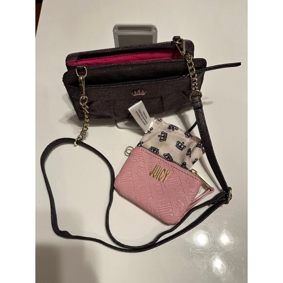 Two items Juicy Couture Convertible Wallet Clutch Crossbody Handbag - Picture 1 of 6